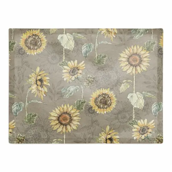Sunflower Pattern Cotton Twill Placemat Brown {1}