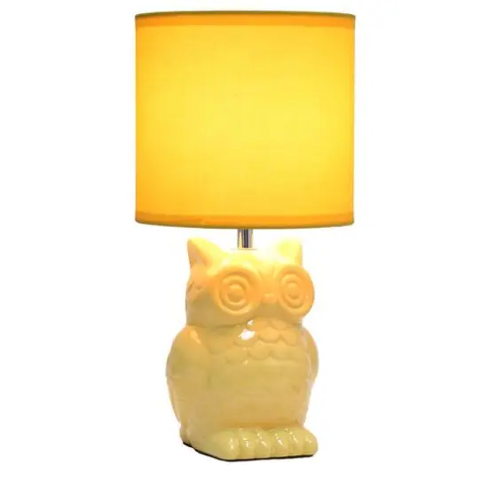 Simple Designs 13" Ceramic Owl Table Lamp Dandelion Yellow {3}