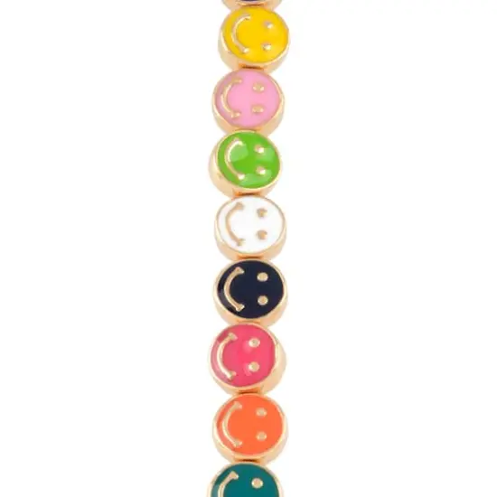 Multicolor & Gold Smiley Face Disc Beads, 9.5mm by Bead Landing&trade; {1}