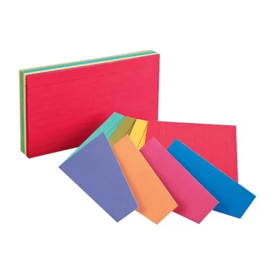 Oxford&reg; 3" x 5" Assorted Colors Two-Tone Index Cards, 10 Packs of 100 {3}