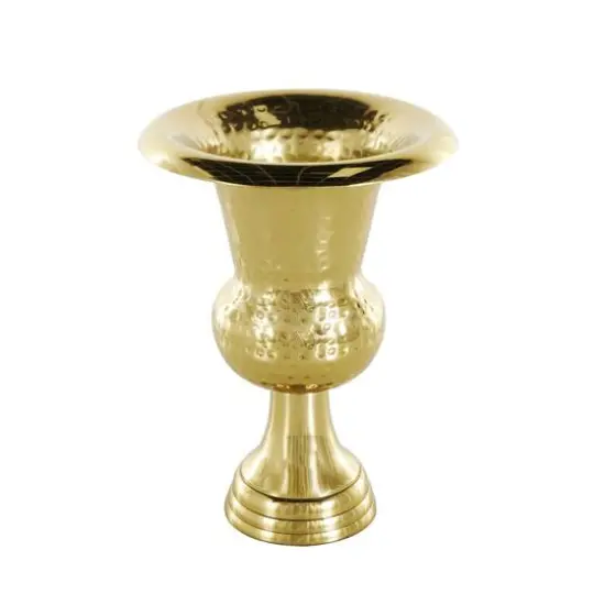 11" Gold Textured Metal Vase {9}
