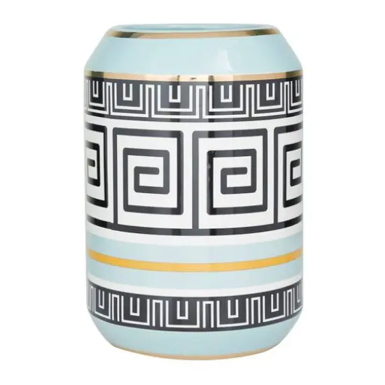 Teal Stoneware Modern Vase, 11" x 8" x 8" {5}