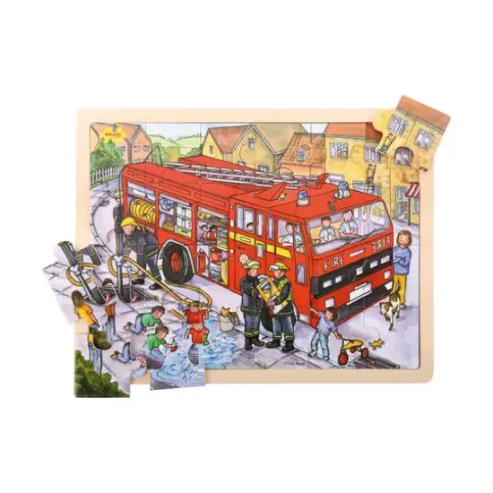 Fire Engine Wooden 24 Piece Tray Puzzle {3}
