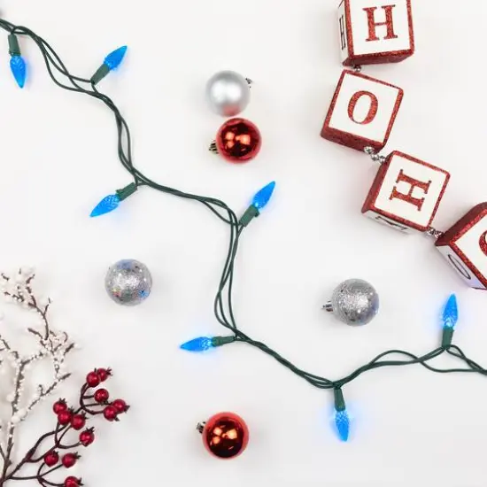 70ct. LED Faceted C6 Christmas String Lights Blue {7}