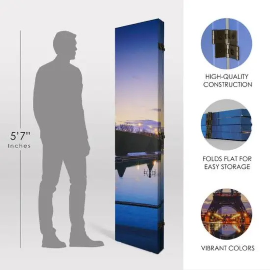 American Art Decor&trade; 6ft. Double-Sided 4-Panel Paris Eiffel Tower and Arc de Triomphe Portable Canvas Room Divider {7}