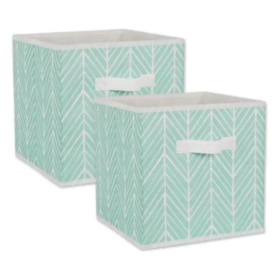 DII&reg; 11" Aqua Herringbone Storage Cube, 2ct. {11}