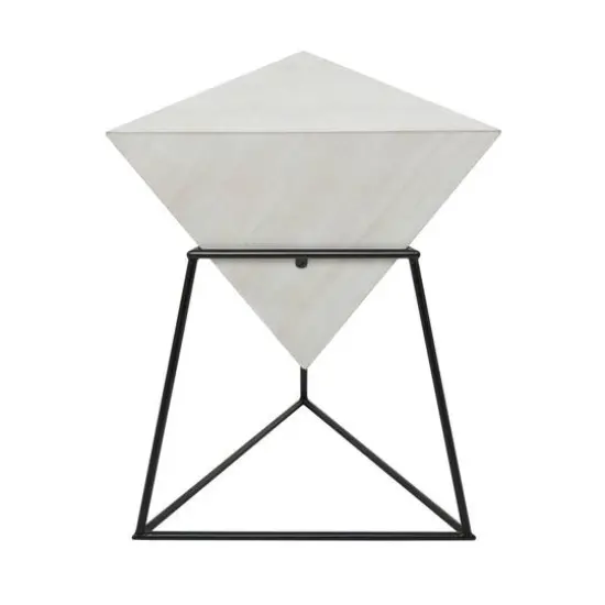 24" Metal Modern Accent Table White on Black {7}
