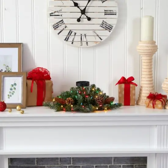 16" Flocked & Glittered Christmas Pine Candelabrum {5}