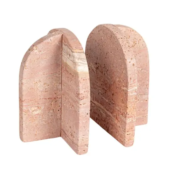 Hello Honey&reg; 6" Crimson Archways Travertine Bookend Set {1}