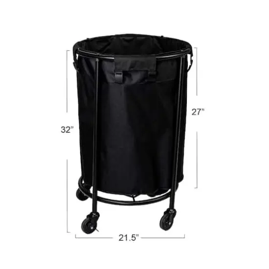 Household Essentials 32" Black Round Laundry Hamper {5}