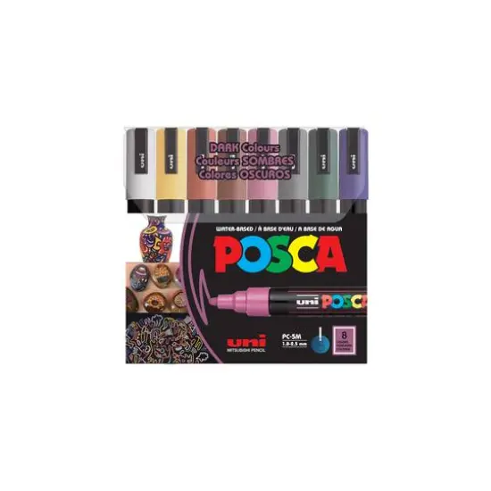 Uni POSCA PC-5M 8-Color Medium Tip Dark Paint Marker Set {11}
