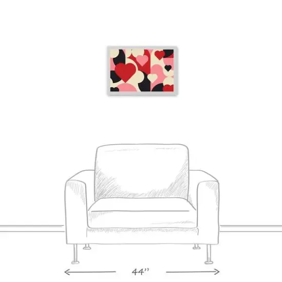 Mid Mod Heart Pattern White Framed Canvas {4}