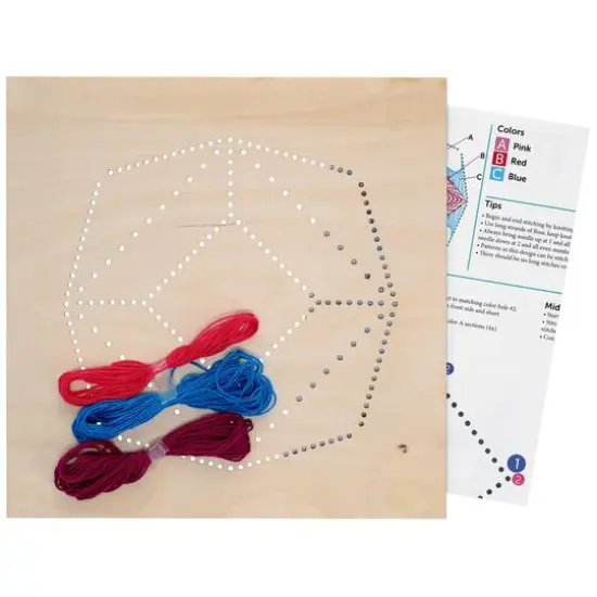 Leisure Arts&reg; Intermediate Cube Wood Stitched String Art Panel Kit {4}