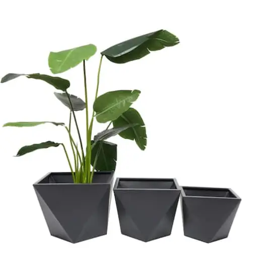 Grey Modern Planter, Set of 3" 18", 16", 15" {5}