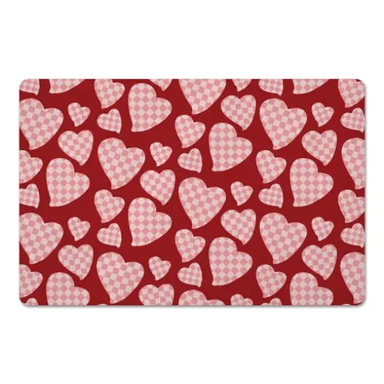 Checkered Heart Pattern Floor Mat {1}