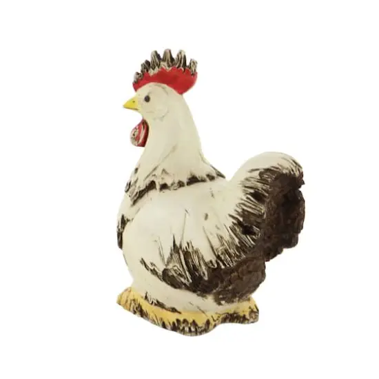 12" White Stone Rooster Garden Sculpture {7}