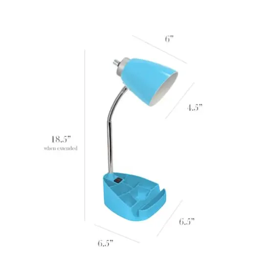 LimeLights 18.5" Gooseneck Desk Lamp with Tablet Stand and Charging Outlet Blue {3}