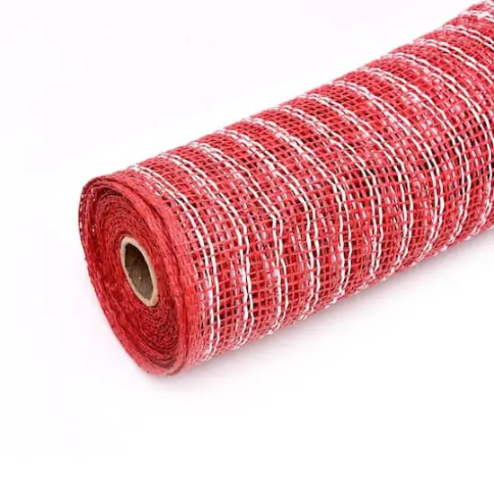 10" x 19ft. White & Red Window Poly Burlap Mesh by Celebrate It&trade; {4}