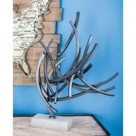 23" Gray Metal Abstract Sculpture {9}