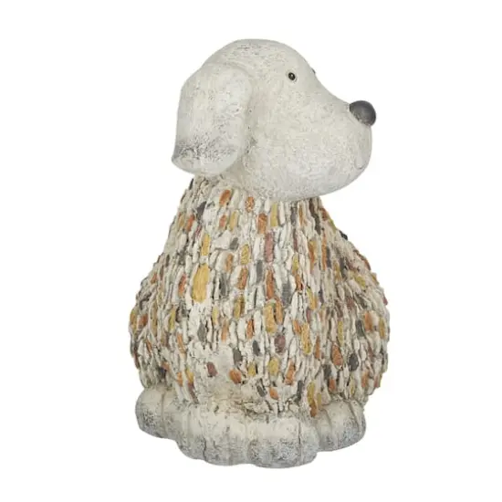 12" White Stone Farmhouse Dog Garden Sculpture {3}
