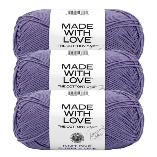 3 Pack Lion Brand&reg; Tom Daley Made with Love&trade; The Cottony One&trade; Yarn Knit One Purple One {1}