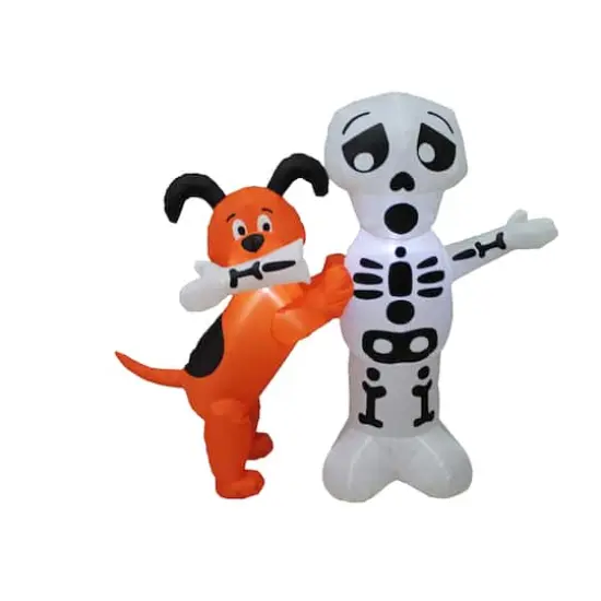 4ft. Inflatable Skeleton & Dog {1}