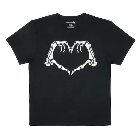 Charcoal Skeletal Heart Hands Youth Crew Neck T-Shirt by Celebrate It&trade; {1}