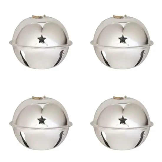 Haute Decor 4ct. 4.7" Nesting Jingle Bell Ornaments Silver {1}