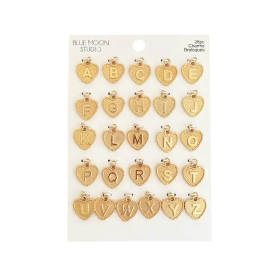 Blue Moon Studio&trade; Gold-Colored Heart Alphabet Charm Set {1}