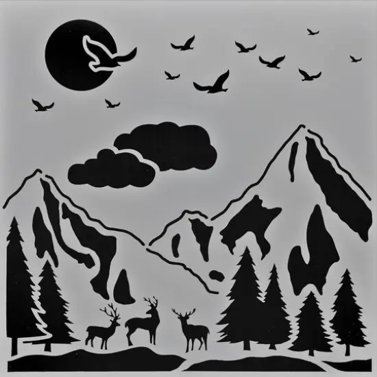 PA Essentials Mountain Landscape Stencil, 12" x 12" {3}