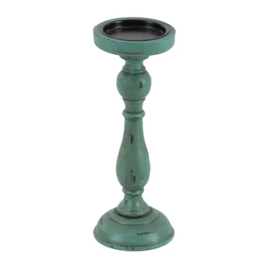 Turquoise Wood Traditional Candle Holder Set {4}
