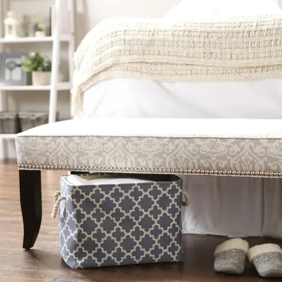 DII&reg; Medium Rectangle Polyester Lattice Bin Stonewash Blue {4}