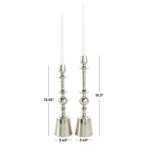 Silver Aluminum Candle Holder Set {9}