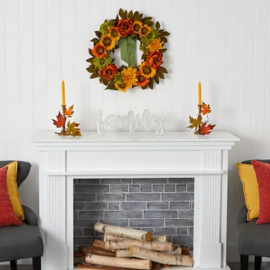 24" Peony, Dahlia & Sunflower Wreath {4}