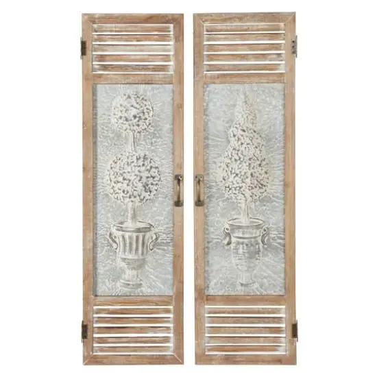 52" Brown Farmhouse Shutter Wall D&eacute;cor Set {9}