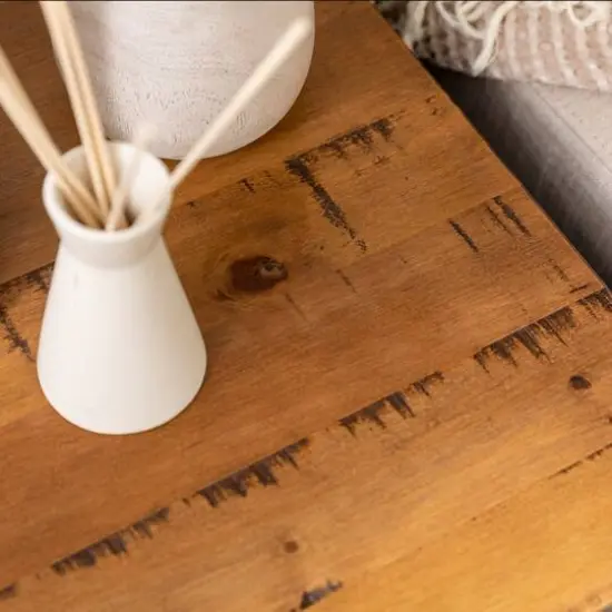 Walker Edison 19" 1-Drawer Wood Side Table Reclaimed Barnwood / Black {9}