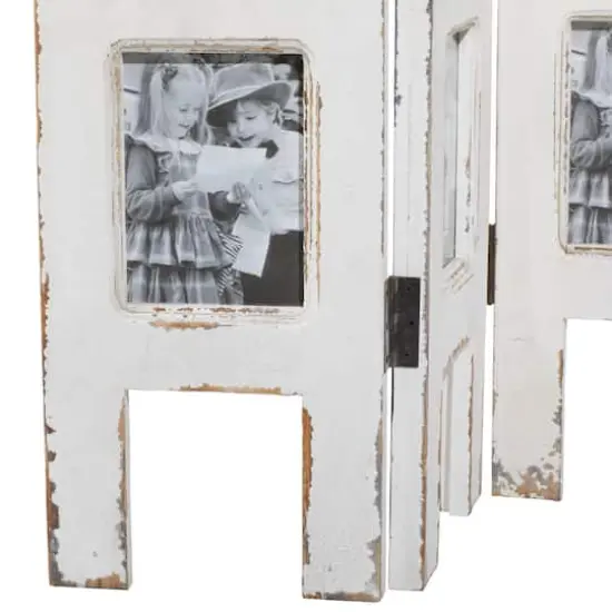 White Wood Farmhouse Room Divider Screen {7}