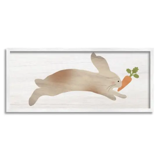 Stupell Industries Rabbit & Carrot Grain Pattern Framed Giclee Art White {1}