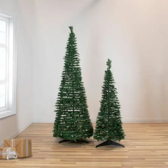 6ft. Unlit Green Tinsel Pop-Up Artificial Christmas Tree {3}