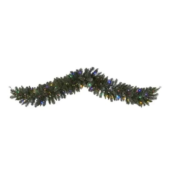 6ft. LED Flocked Pine Christmas Garland {1}
