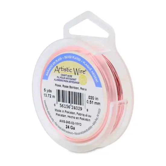 Artistic Wire&reg; 24 Gauge Silver Plated Tarnish Resistant Colored Copper Craft Wire, 15yd. Rose {1}