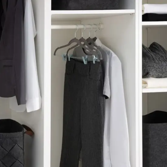 Laura Ashley Velvet Hangers with Clips, 12ct. Gray {5}