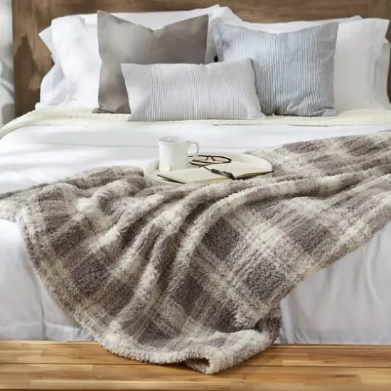 DII&reg; Gray Farmhouse Plush Plaid Throw {6}