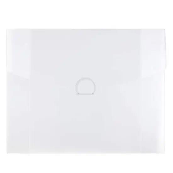 JAM Paper Clear Frost Plastic Portfolio with Circular Tuck Flap Closure 8.5" x 6.5" {1}
