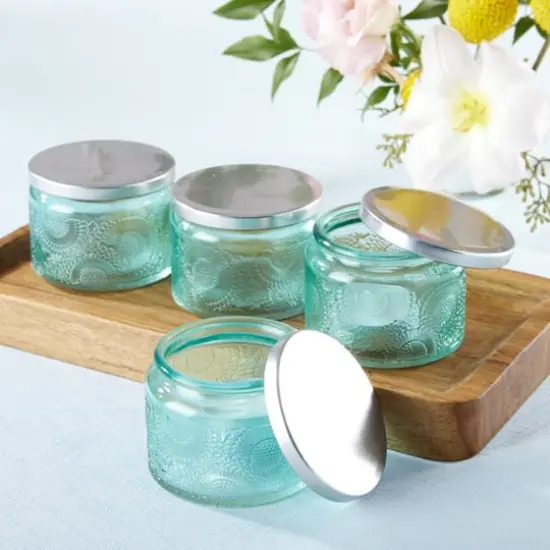 Kate Aspen&reg; Garden Blooms Blue Glass Tea Light Holder, 4ct. {3}