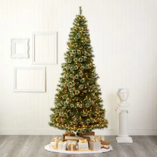 9ft. Pre-Lit Wisconsin Slim Snow Tip Pine Artificial Christmas Tree with Clear LED Lights {6}