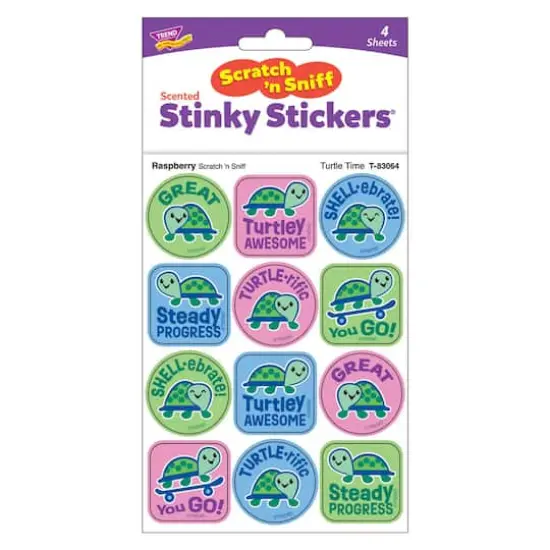 TREND Enterprises® Turtle Time, Raspberry Scent Scratch 'n Sniff Stinky Stickers®, 48 Per Pack, 6 Packs {4}