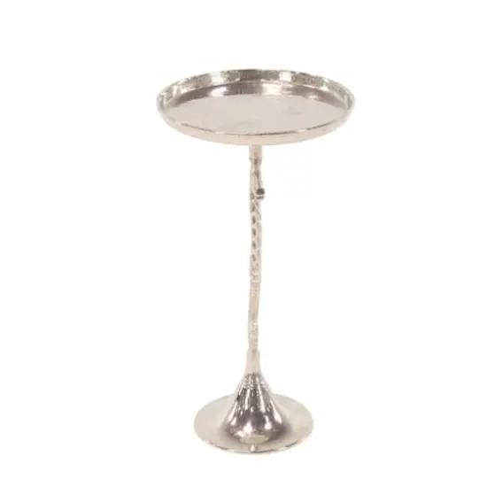 27" Silver Aluminum Coastal Accent Table {7}