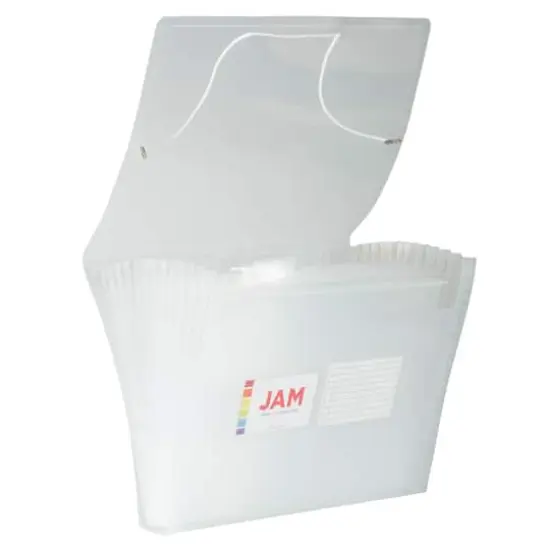 JAM Paper 9" x 13" Plastic Accordion Folder Clear {6}