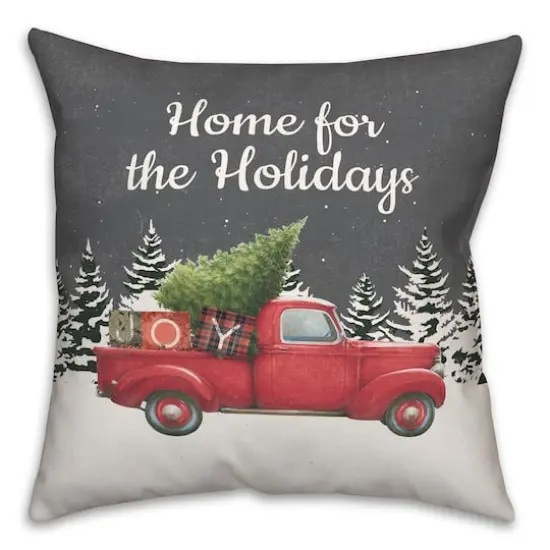 Home Holidays Truck 18x18 Throw Pillow {1}